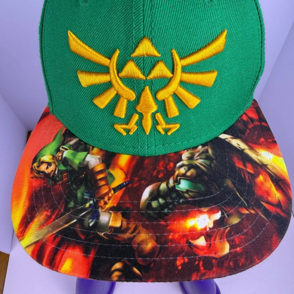 Nintendo Zelda Ocarina of Time Gamer Snapback Hat Green Acrylic Wool Blend